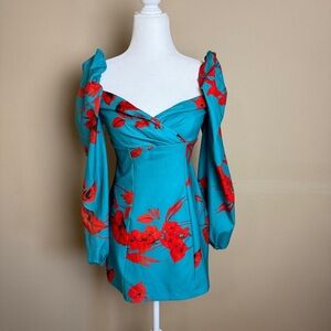 Lilyful Floral Mini Dress with Puff Sleeves